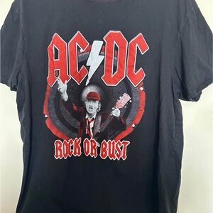 AC/DC Black Tee with Red and White Graphic - Rock Or Bust